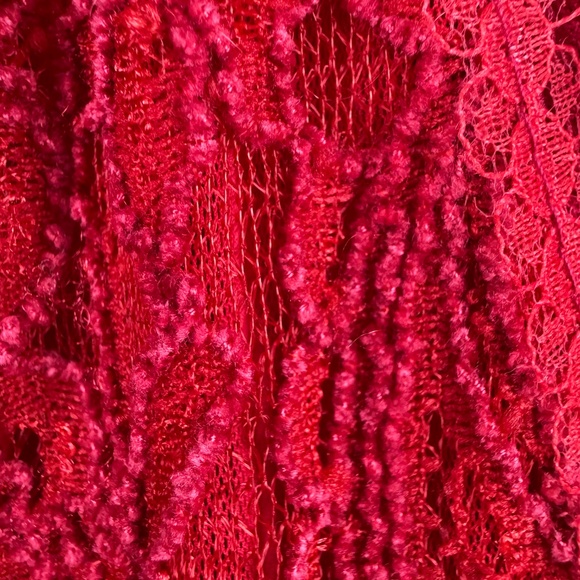 PRETTY ANGEL Gorgeous Red Gypsy Goth Boho Lace One Button Ruffle Top / Size XL - Picture 9 of 16